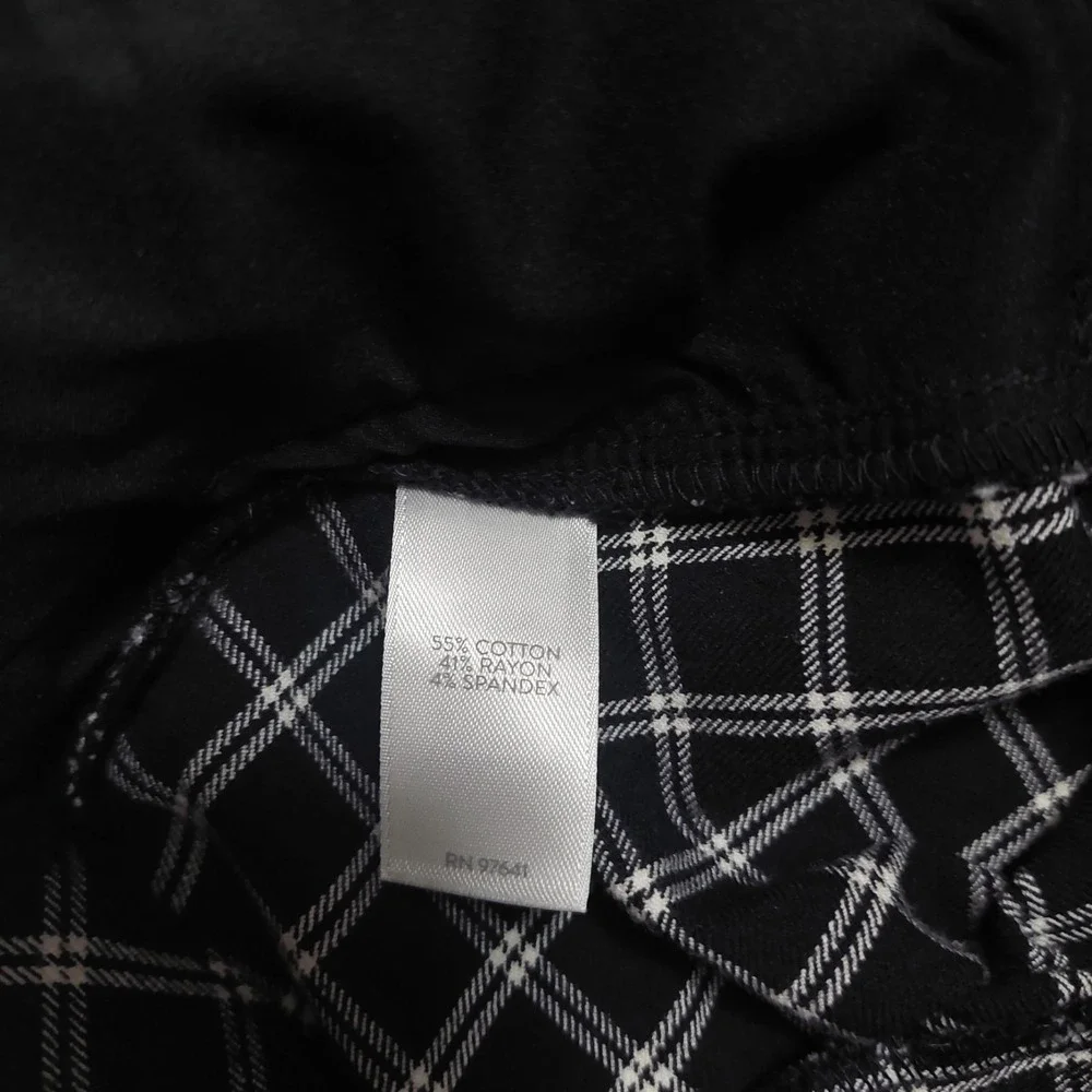 J.Jill Womens 12P Premium Bi-Stretch Crop Pants Black White Plaid Zipper NWOT